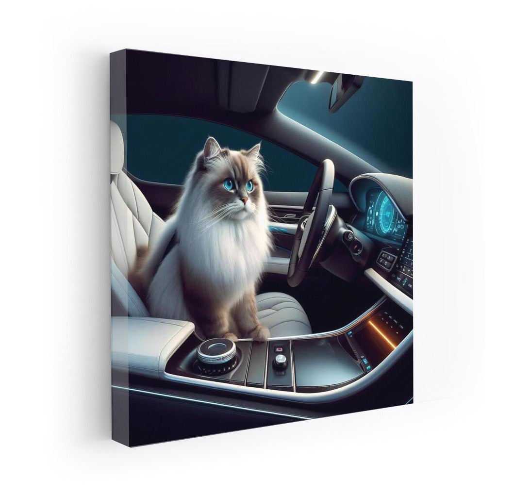 Burmese Cat in the Car of the Future: A Futuristic Journey