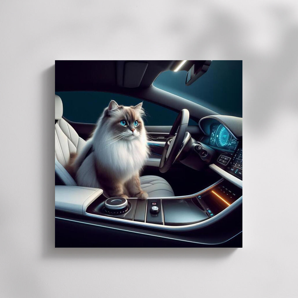 Burmese Cat in the Car of the Future: A Futuristic Journey