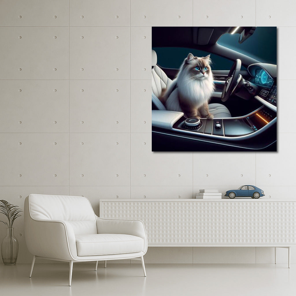 Burmese Cat in the Car of the Future: A Futuristic Journey