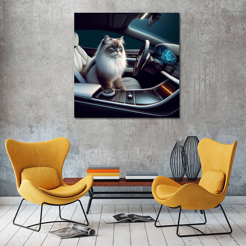 Burmese Cat in the Car of the Future: A Futuristic Journey