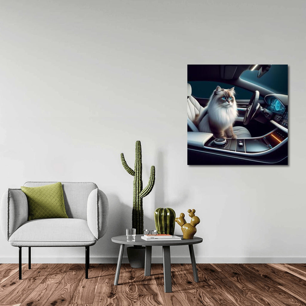 Burmese Cat in the Car of the Future: A Futuristic Journey