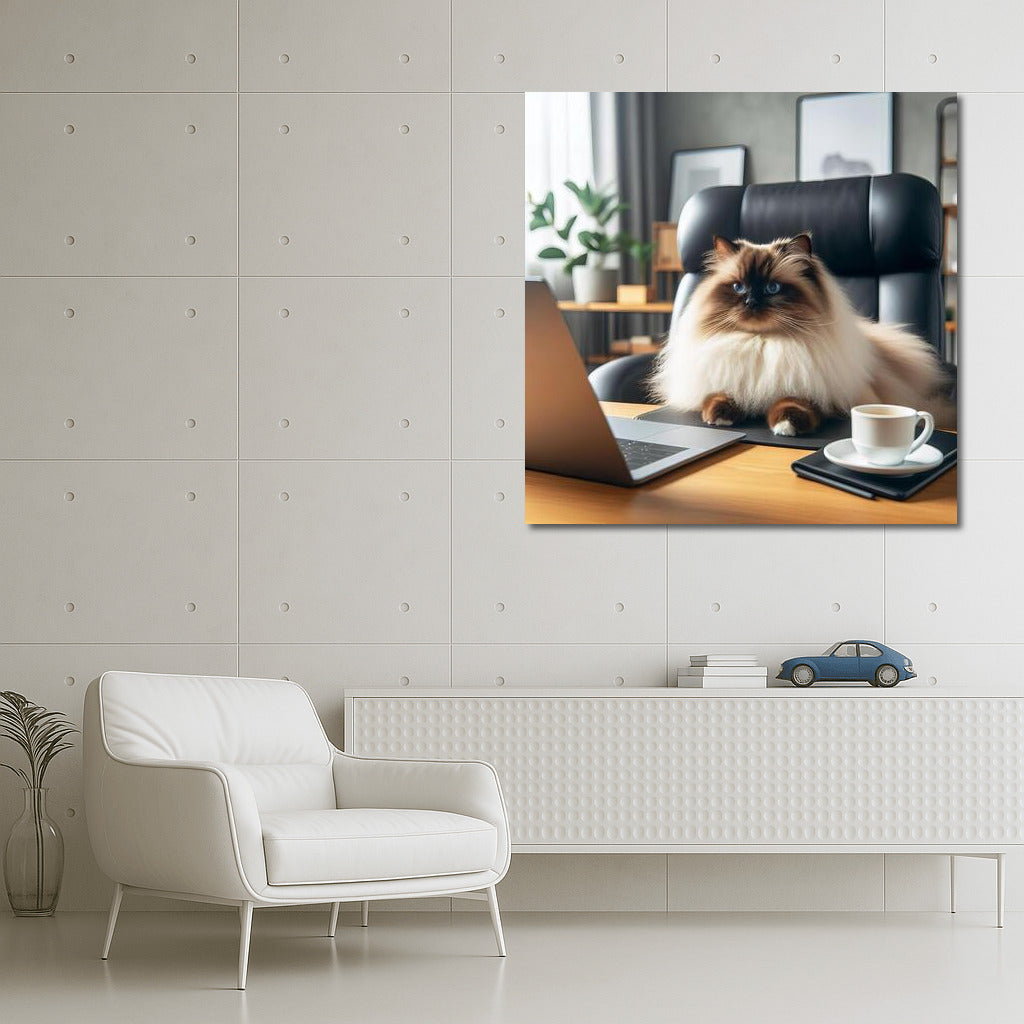 Boss Cat Birman: Cozy Office Style