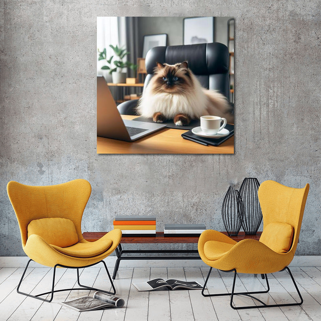 Boss Cat Birman: Cozy Office Style