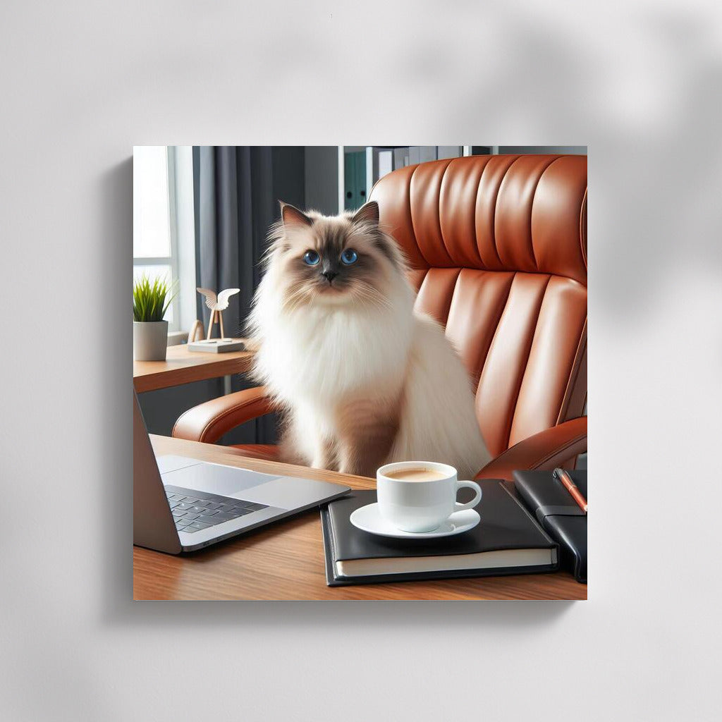 Burmese Wool Boss: Stylish Cat in the Office