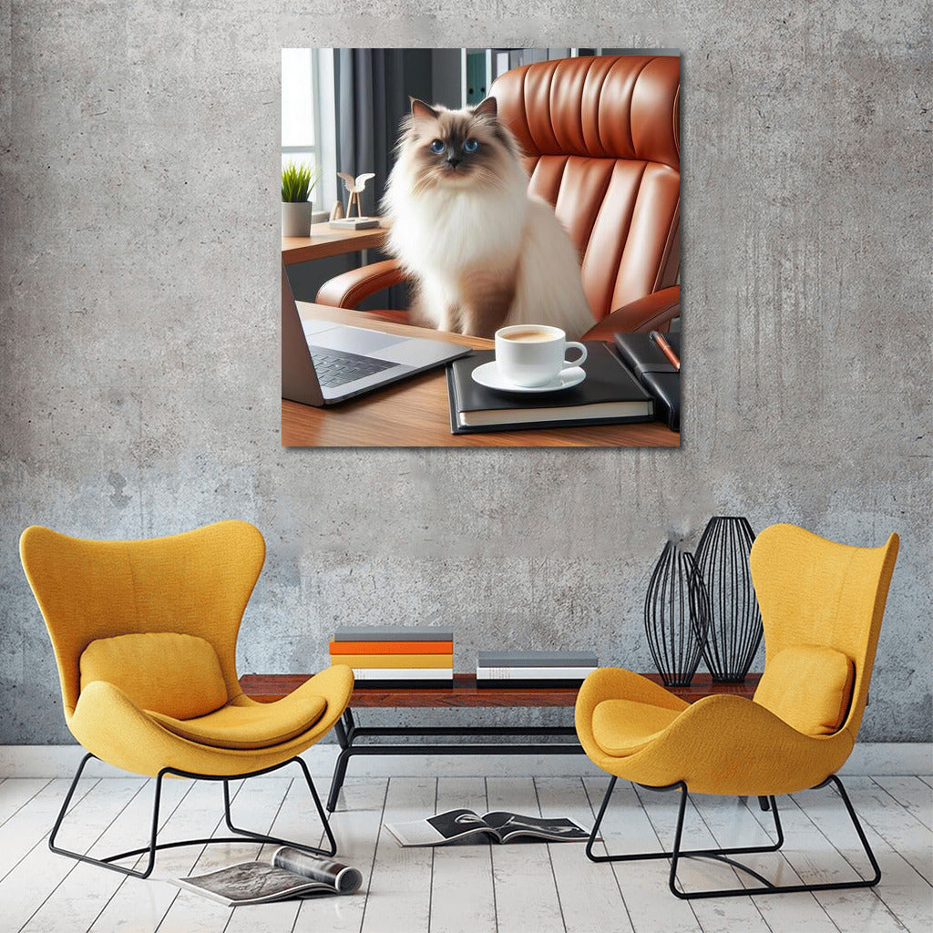 Burmese Wool Boss: Stylish Cat in the Office