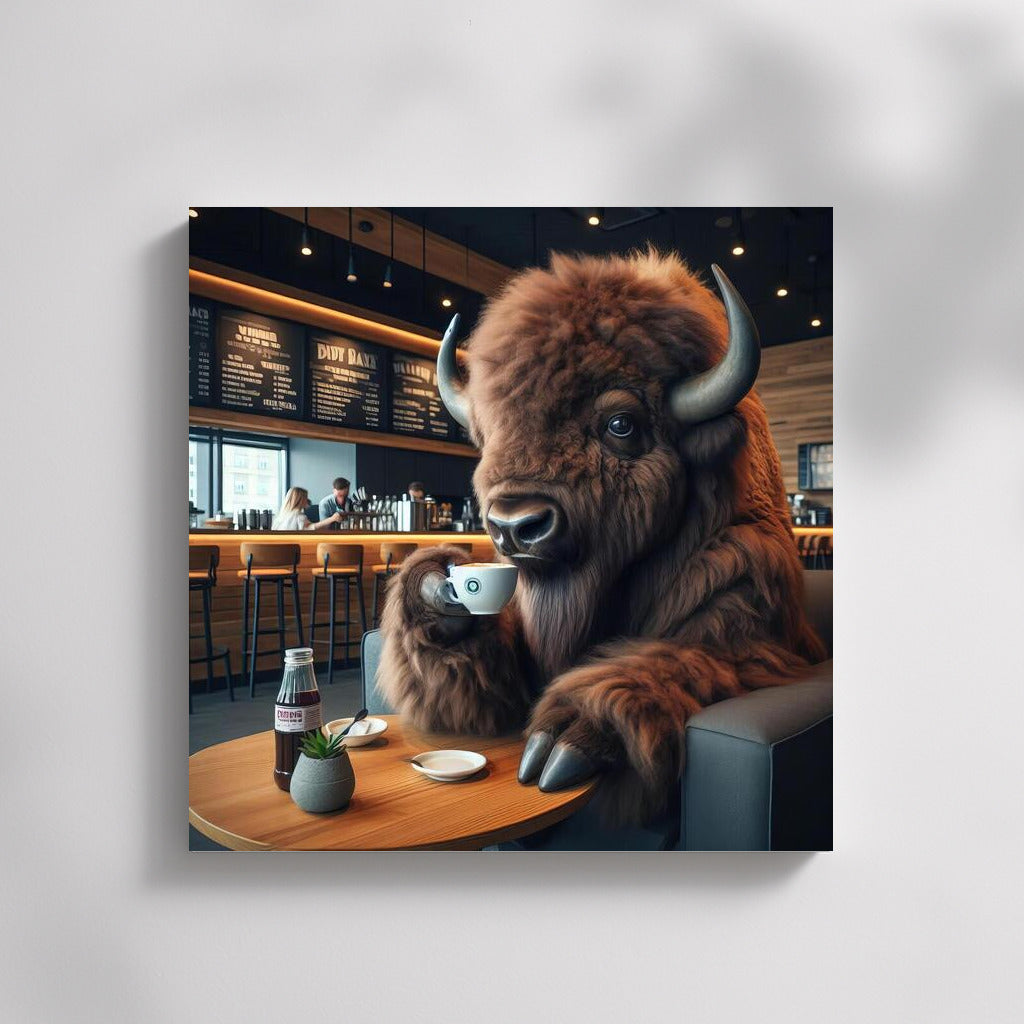 Bison in the Cafe: Morning Sip of Magic