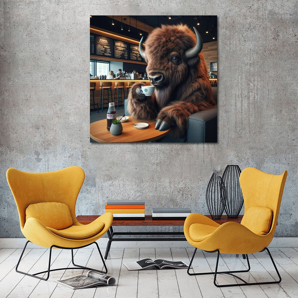 Bison in the Cafe: Morning Sip of Magic