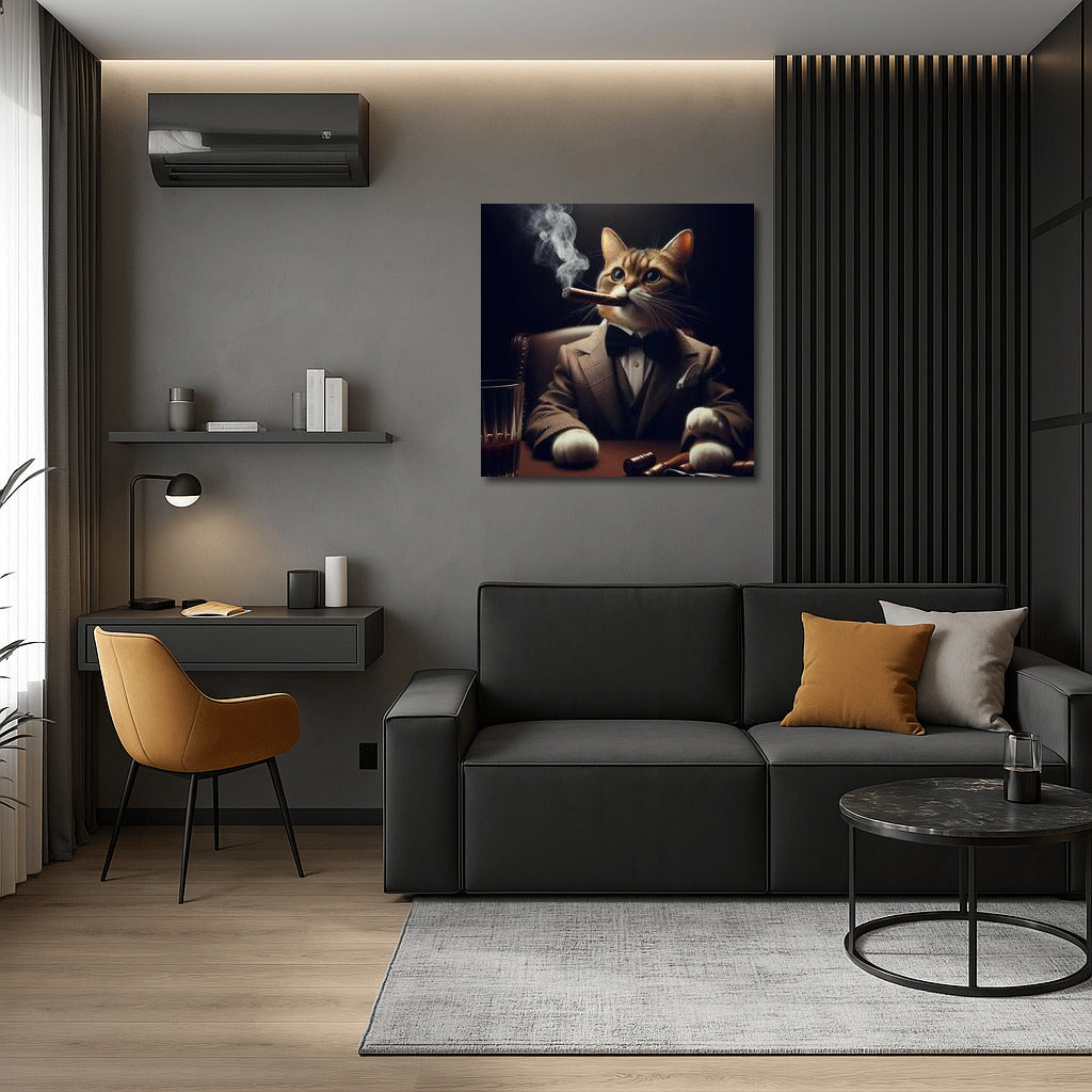 Stylish Boss Cat with Cigar in Elegant Suit