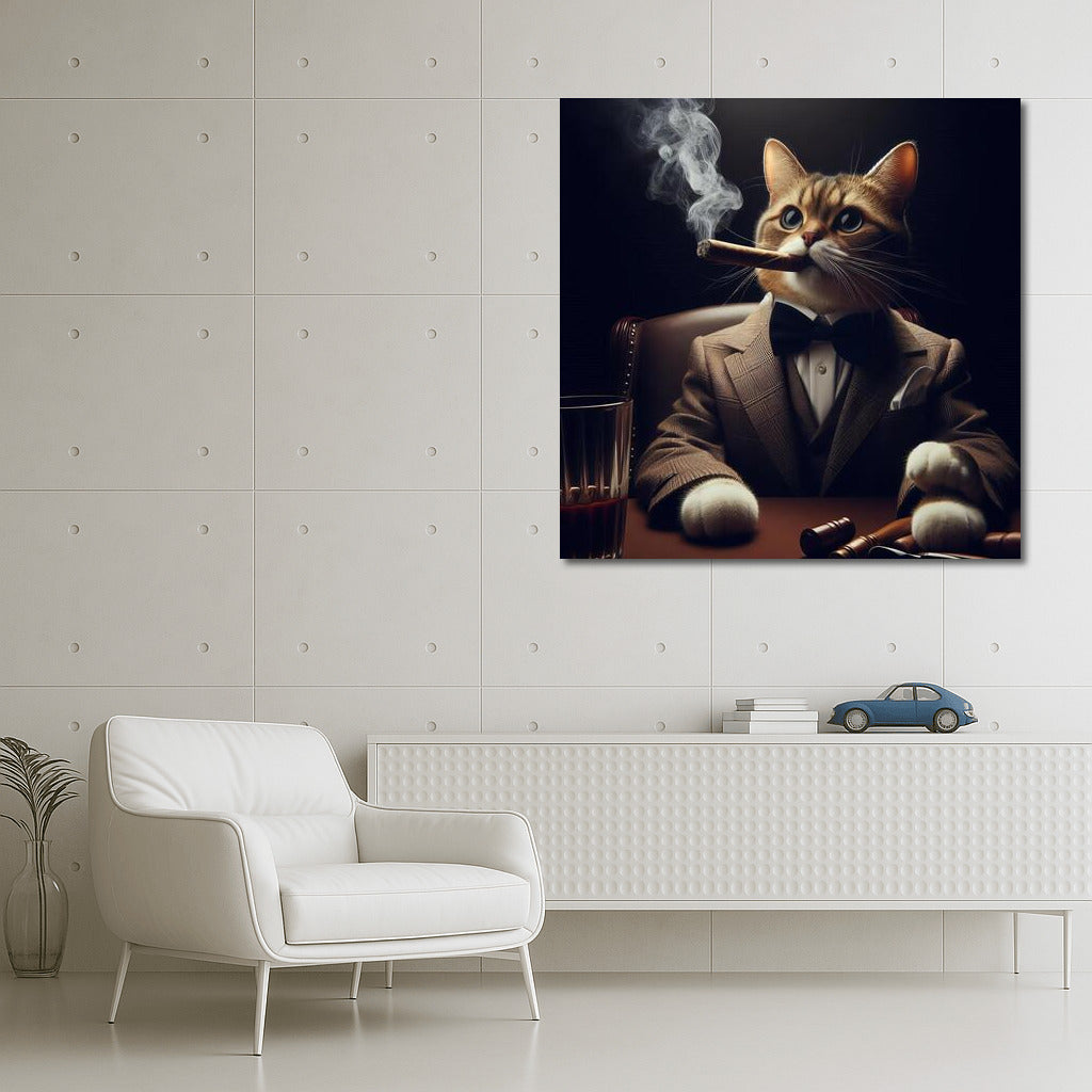 Stylish Boss Cat with Cigar in Elegant Suit