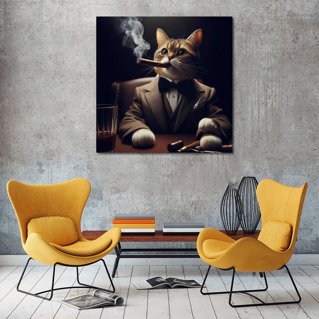 Stylish Boss Cat with Cigar in Elegant Suit