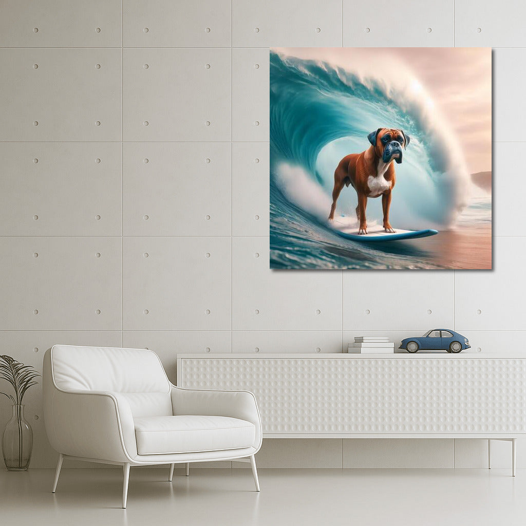Surfing with Boxer: Dog on the Crest of a Giant Wave