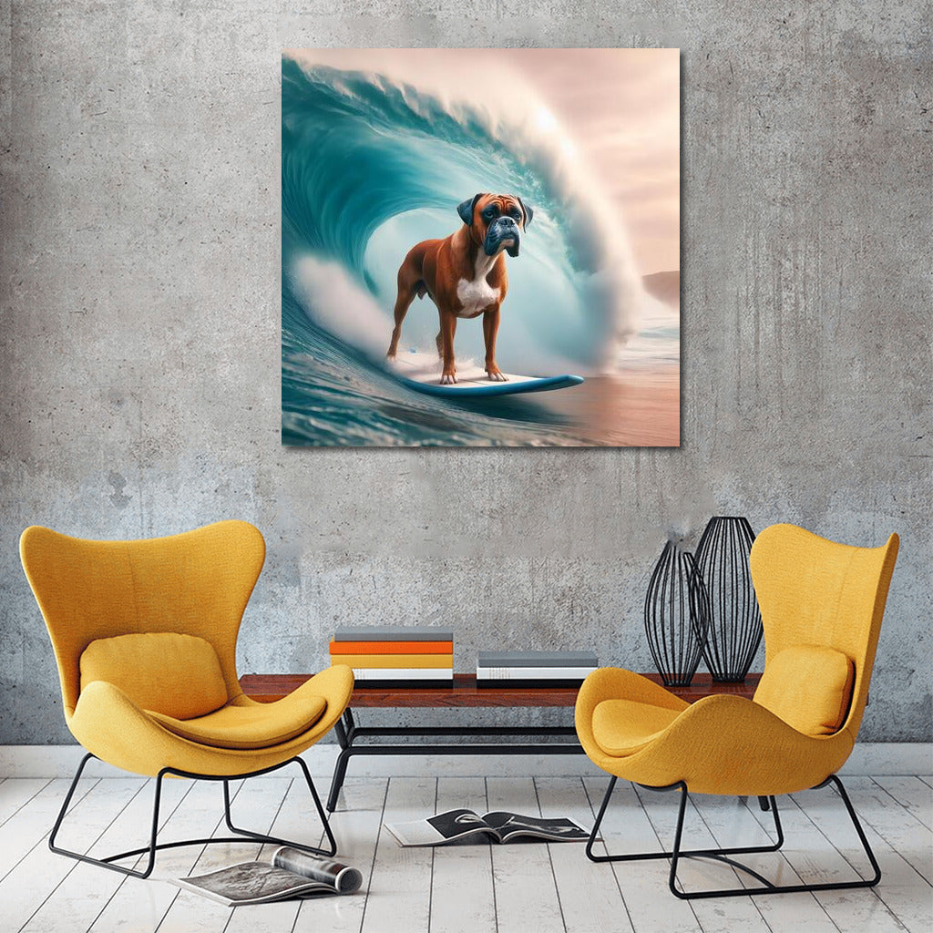 Surfing with Boxer: Dog on the Crest of a Giant Wave
