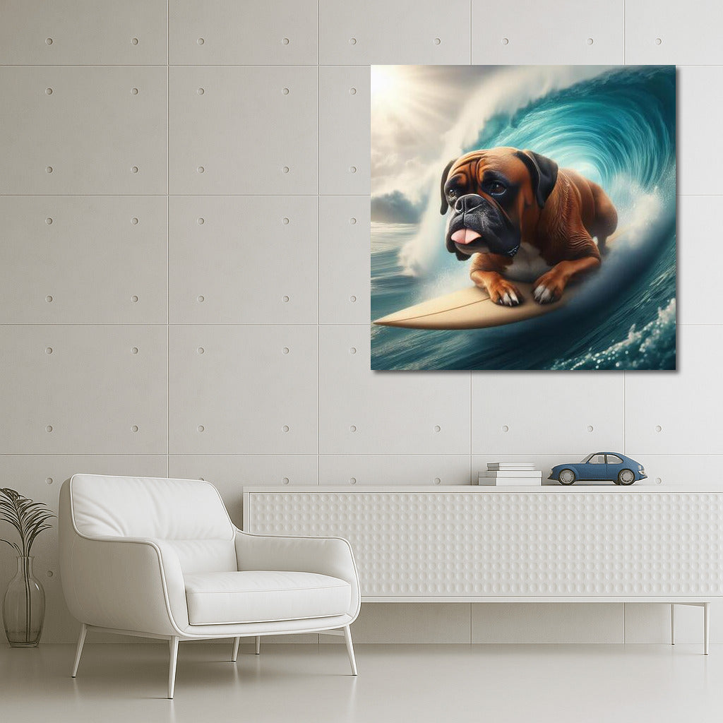 Surfing with Boxer: Dog on the Crest of a Giant Wave