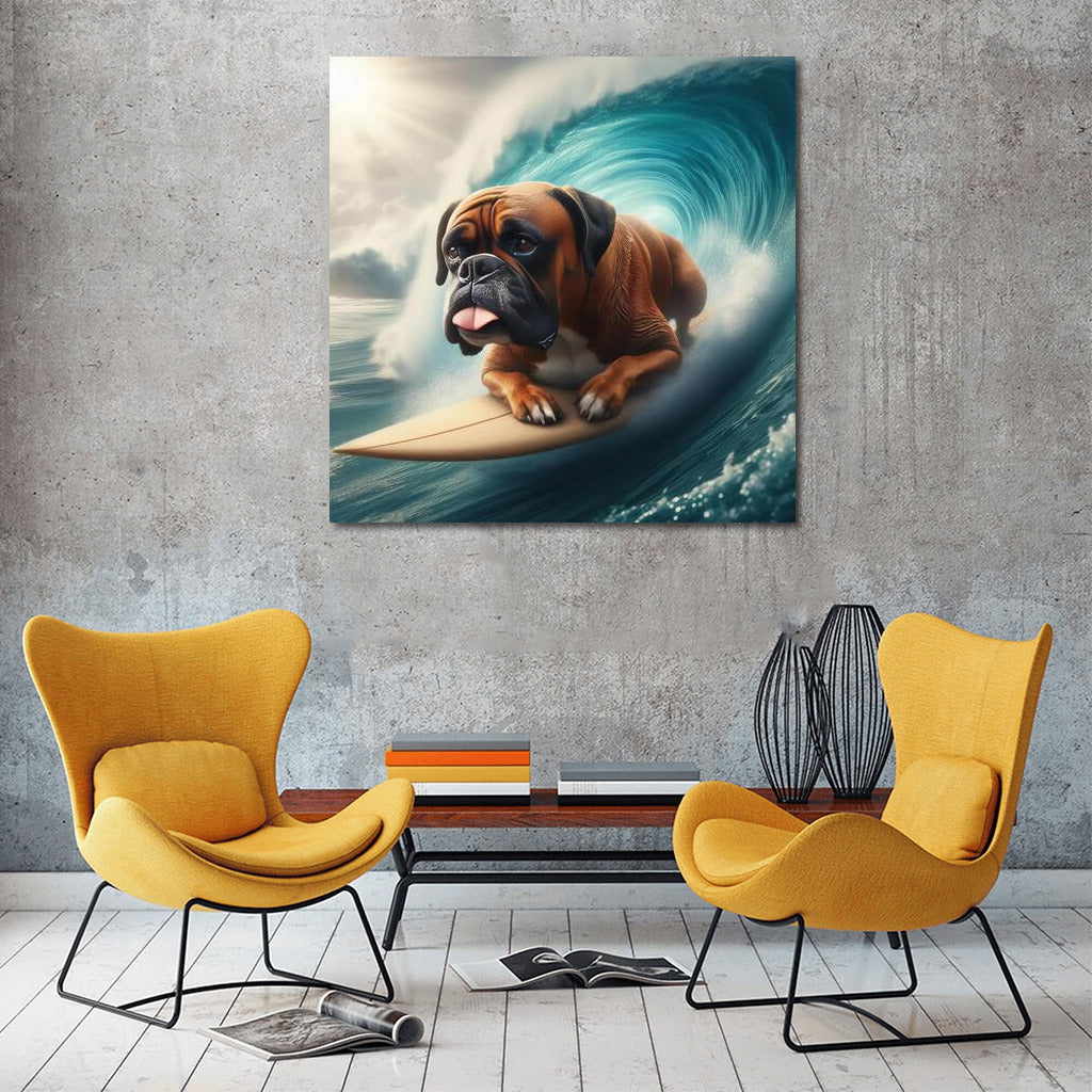 Surfing with Boxer: Dog on the Crest of a Giant Wave