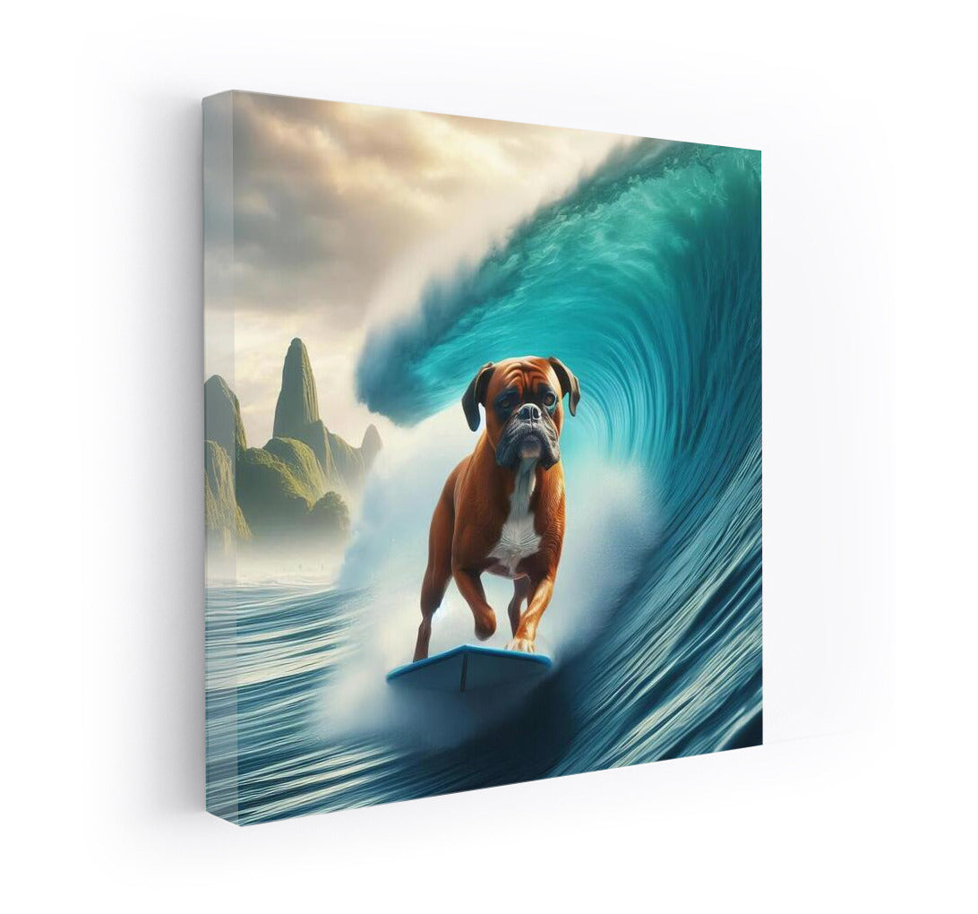 Surfing with Boxer: Dog on the Crest of a Giant Wave