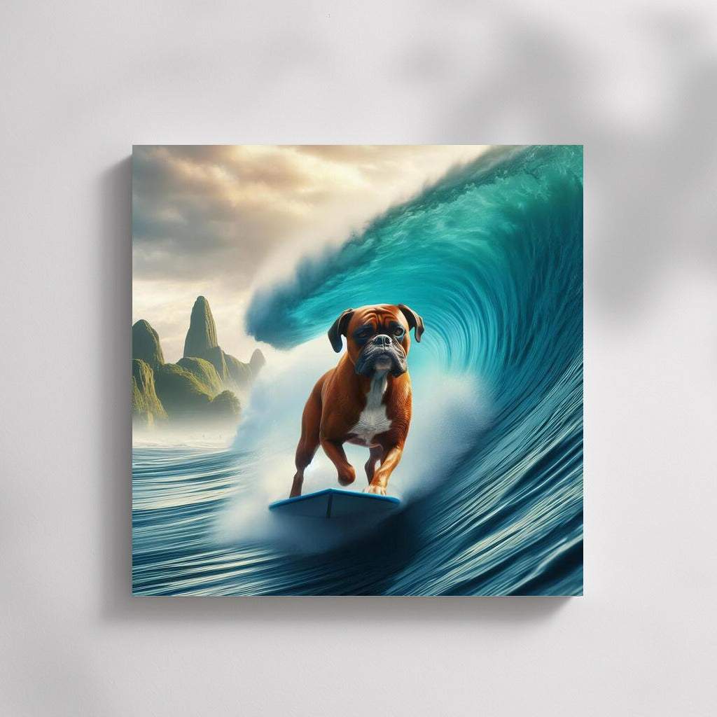 Surfing with Boxer: Dog on the Crest of a Giant Wave