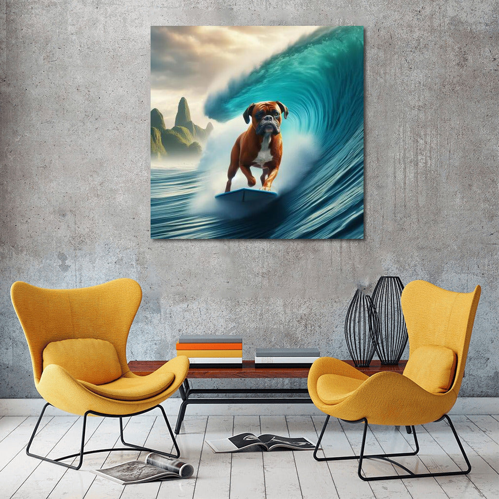 Surfing with Boxer: Dog on the Crest of a Giant Wave
