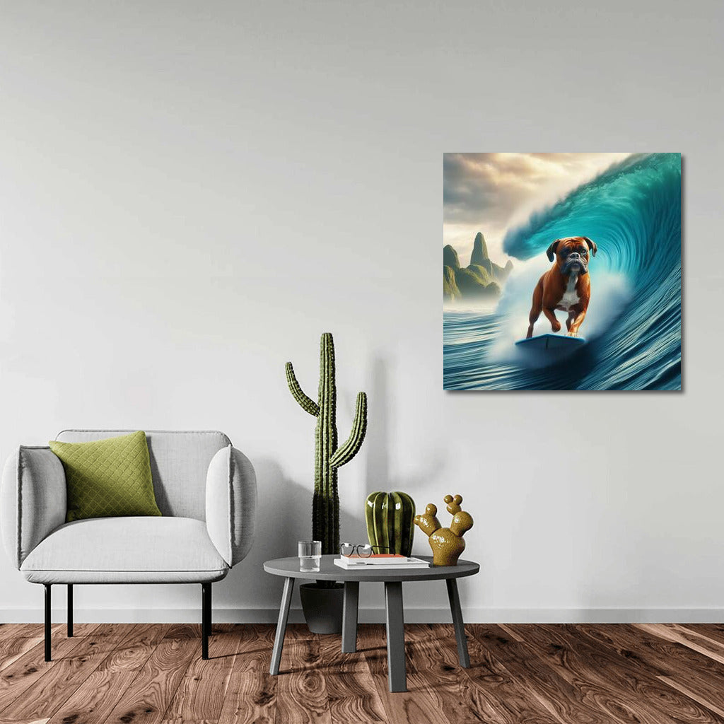 Surfing with Boxer: Dog on the Crest of a Giant Wave