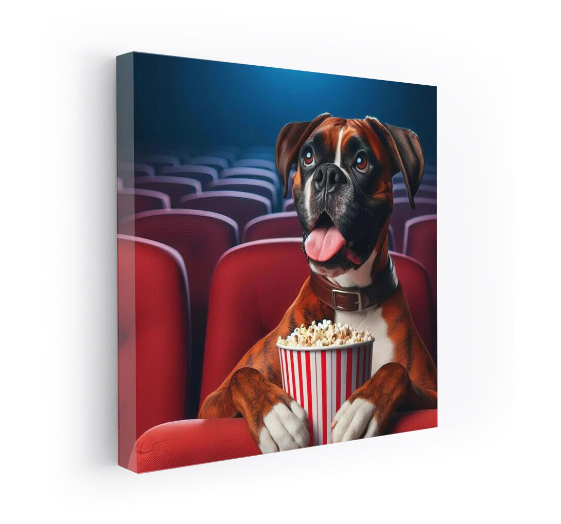 Cinematic Knockout: Boxer with Popcorn in the Cinema