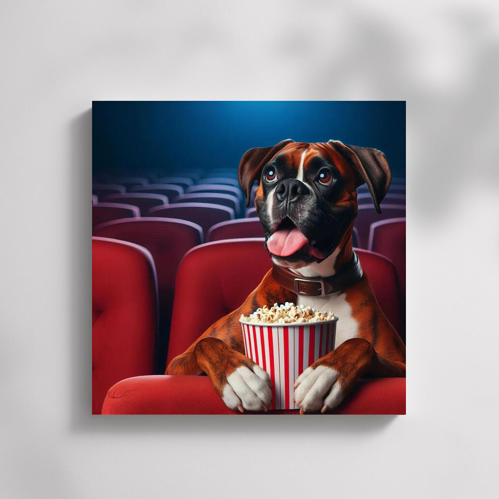 Cinematic Knockout: Boxer with Popcorn in the Cinema