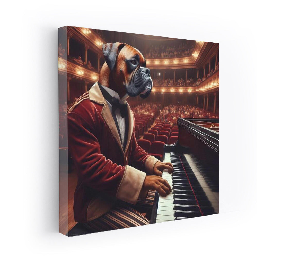 Symphony of Power: Boxer at the Piano in a Concert Hall