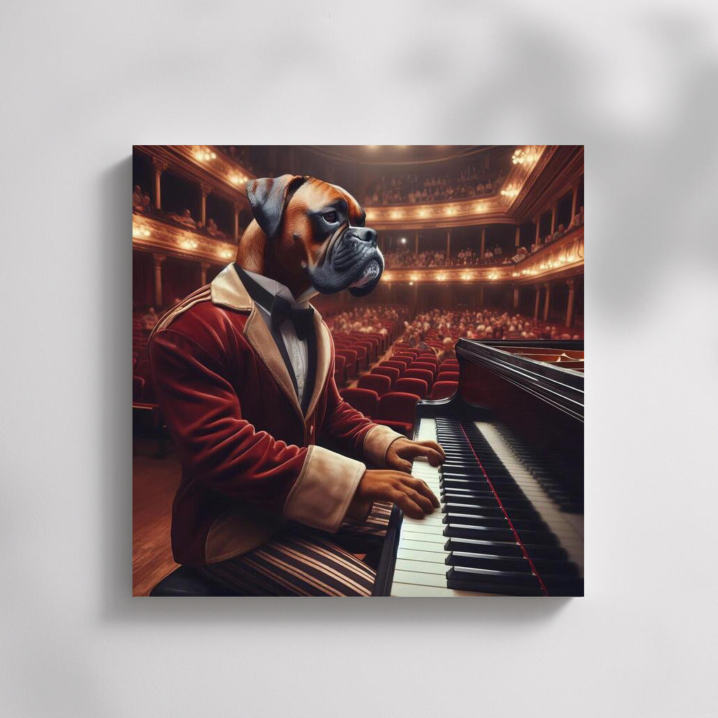 Symphony of Power: Boxer at the Piano in a Concert Hall