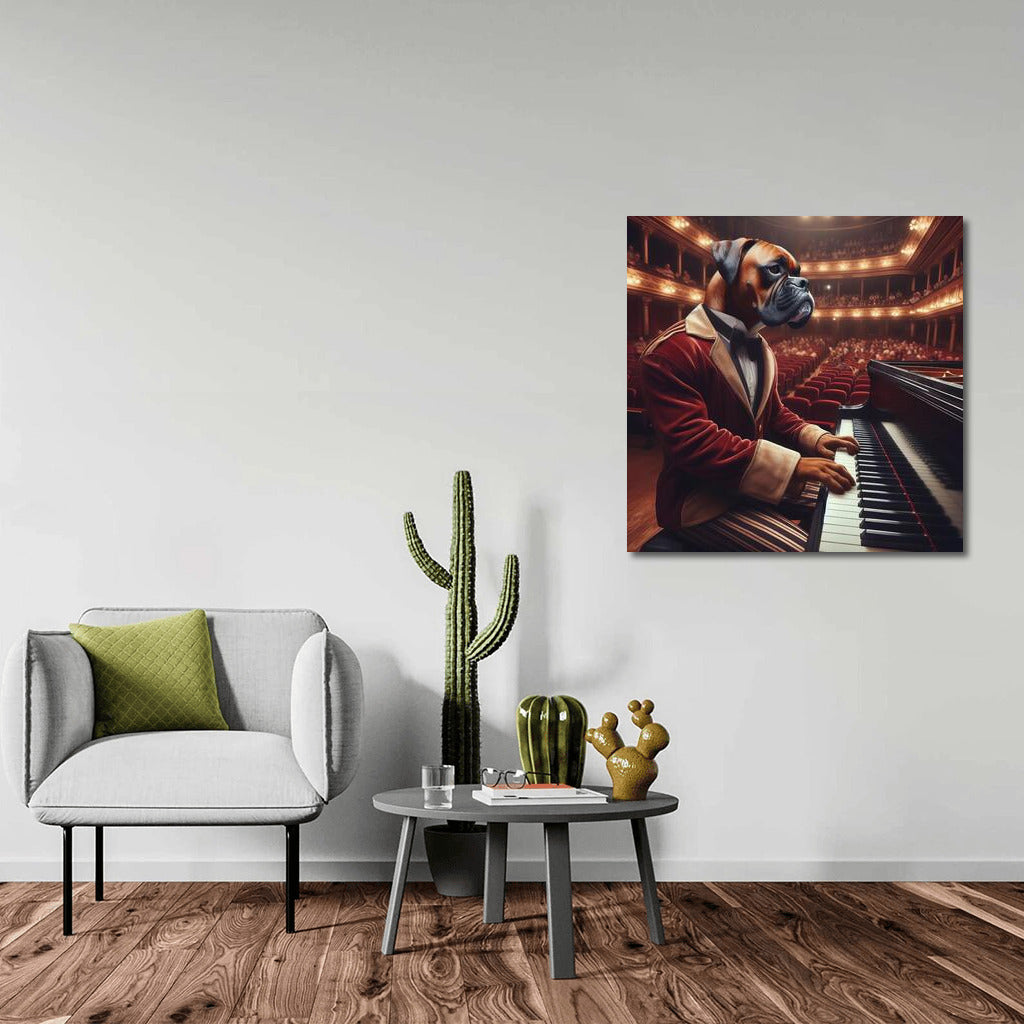 Symphony of Power: Boxer at the Piano in a Concert Hall