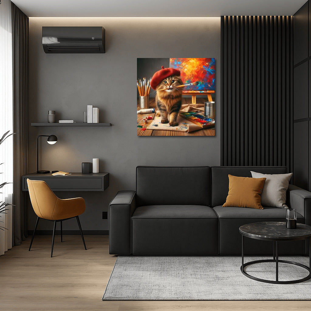 British Shorthair Artist: The Cat in the Beret and His Vivid Masterpiece