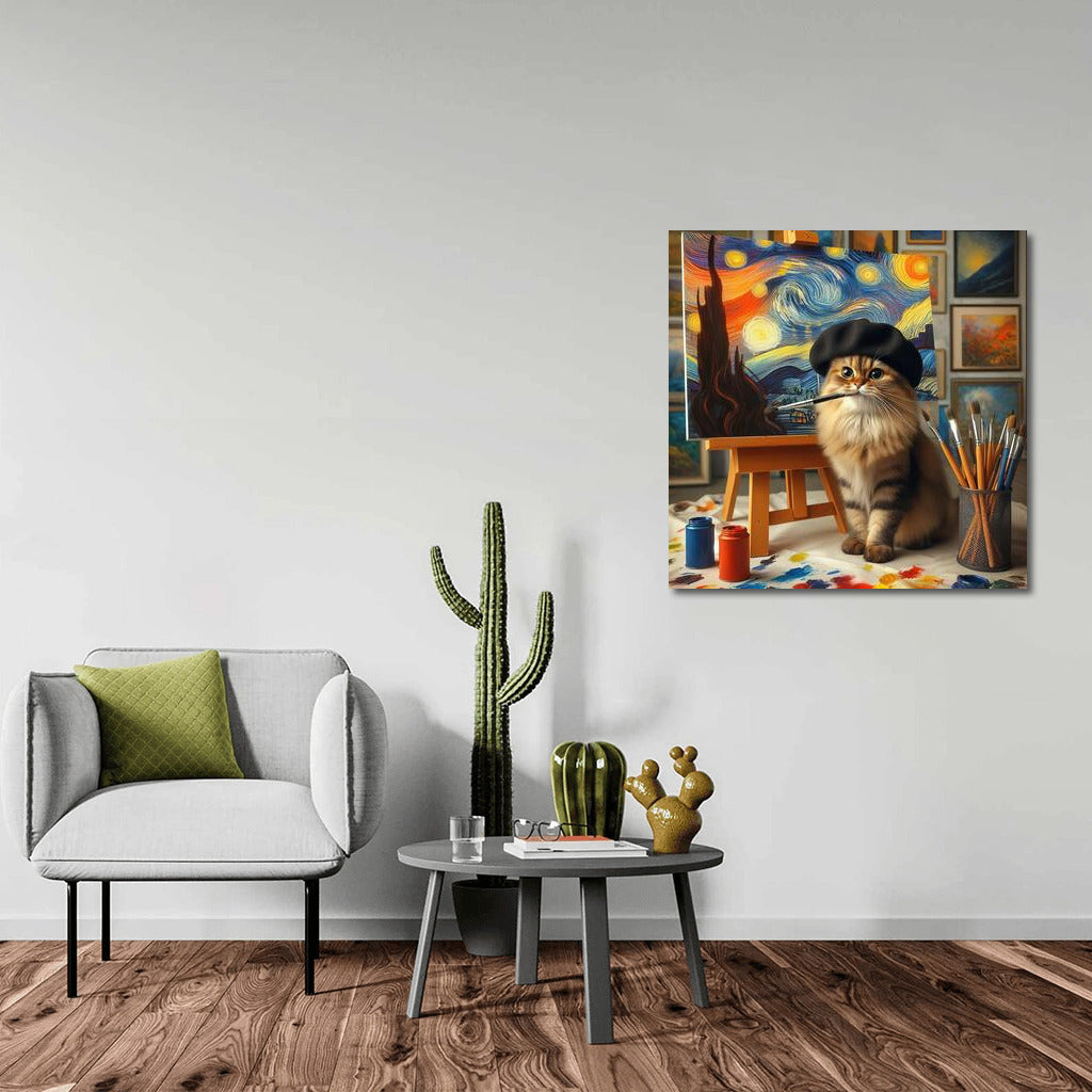 British Lop-Eared Artist: Cat in a Beret with a Brush