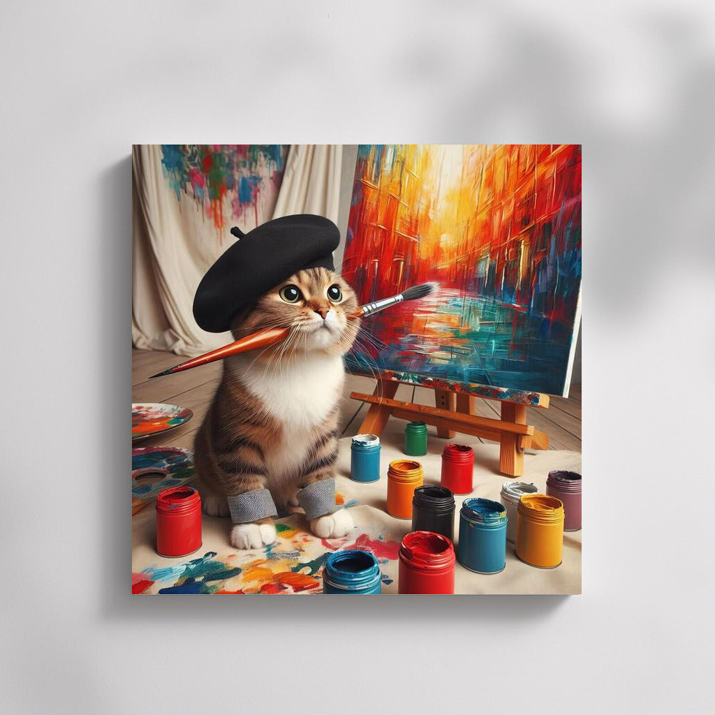 British Shorthair Cat Artist: Bright Moments in the Studio