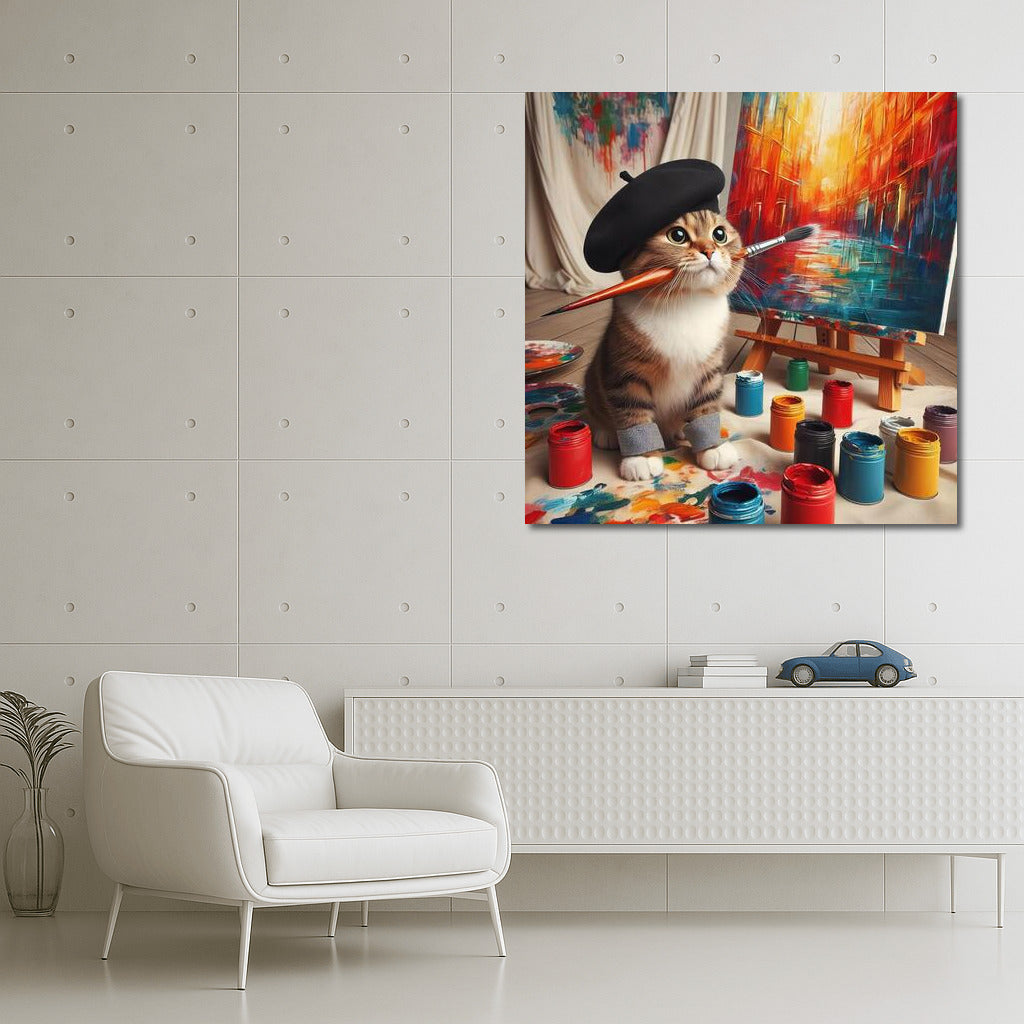 British Shorthair Cat Artist: Bright Moments in the Studio
