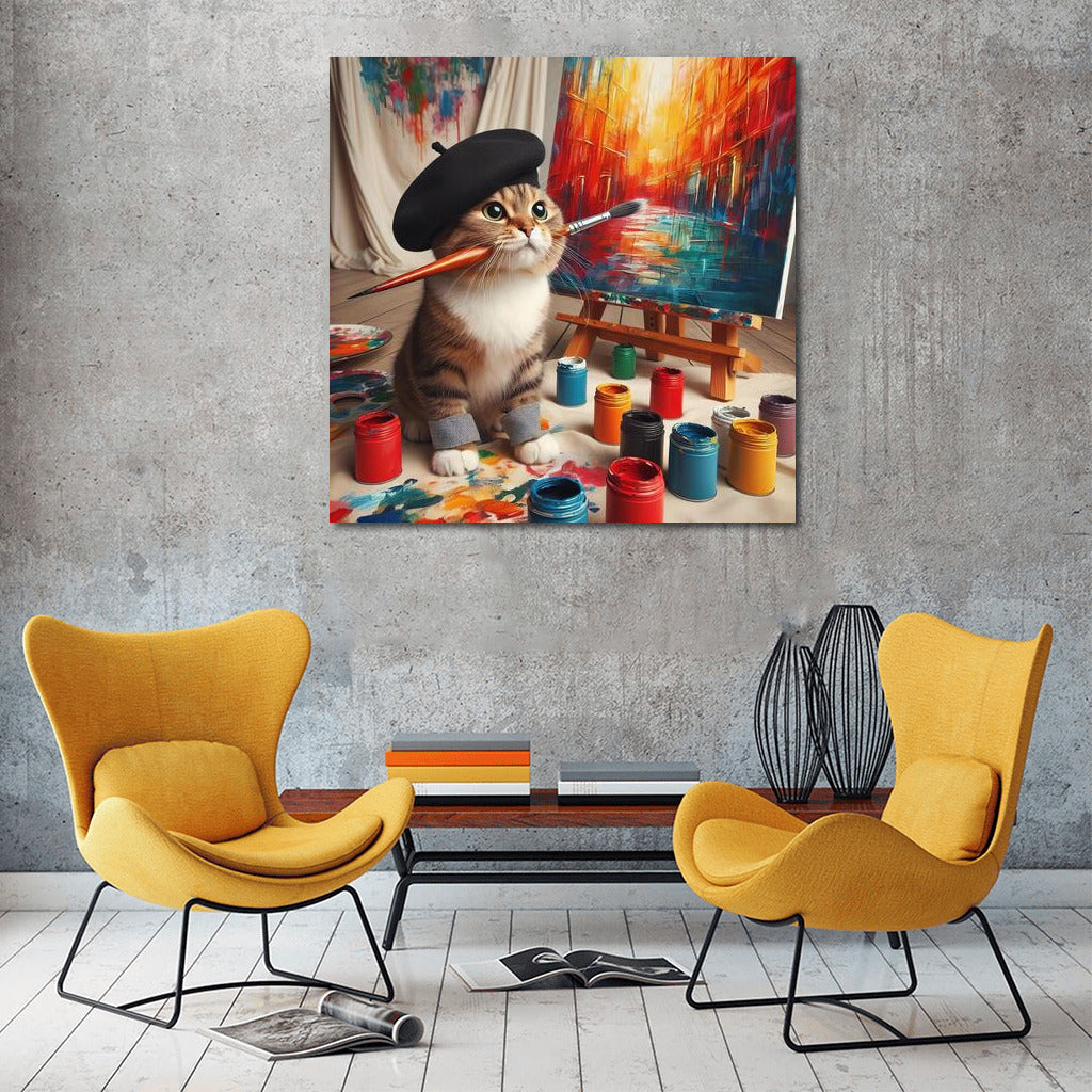 British Shorthair Cat Artist: Bright Moments in the Studio