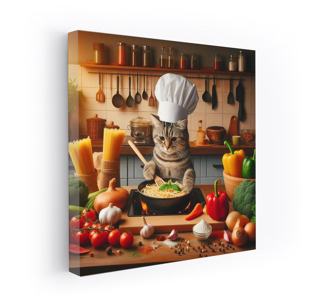 British Shorthair Chef Cat: Cooking Pasta in an Italian Restaurant