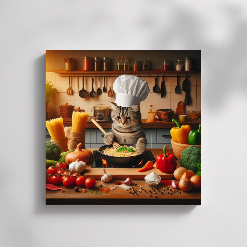 British Shorthair Chef Cat: Cooking Pasta in an Italian Restaurant