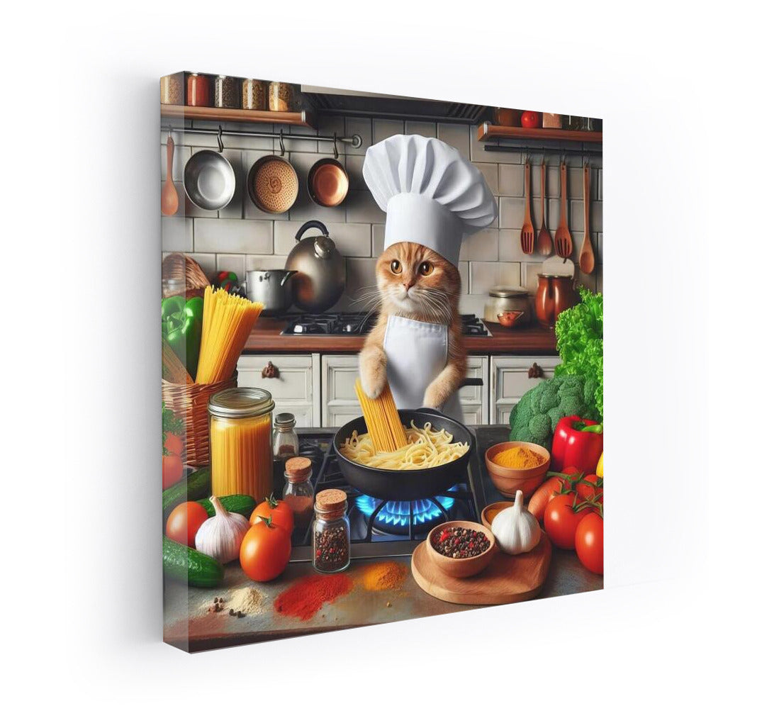 British Chef Cat in Italian Restaurant: Culinary Magic with Pasta and Spices