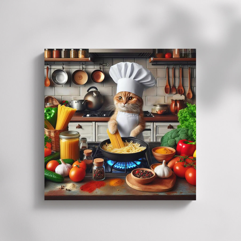 British Chef Cat in Italian Restaurant: Culinary Magic with Pasta and Spices