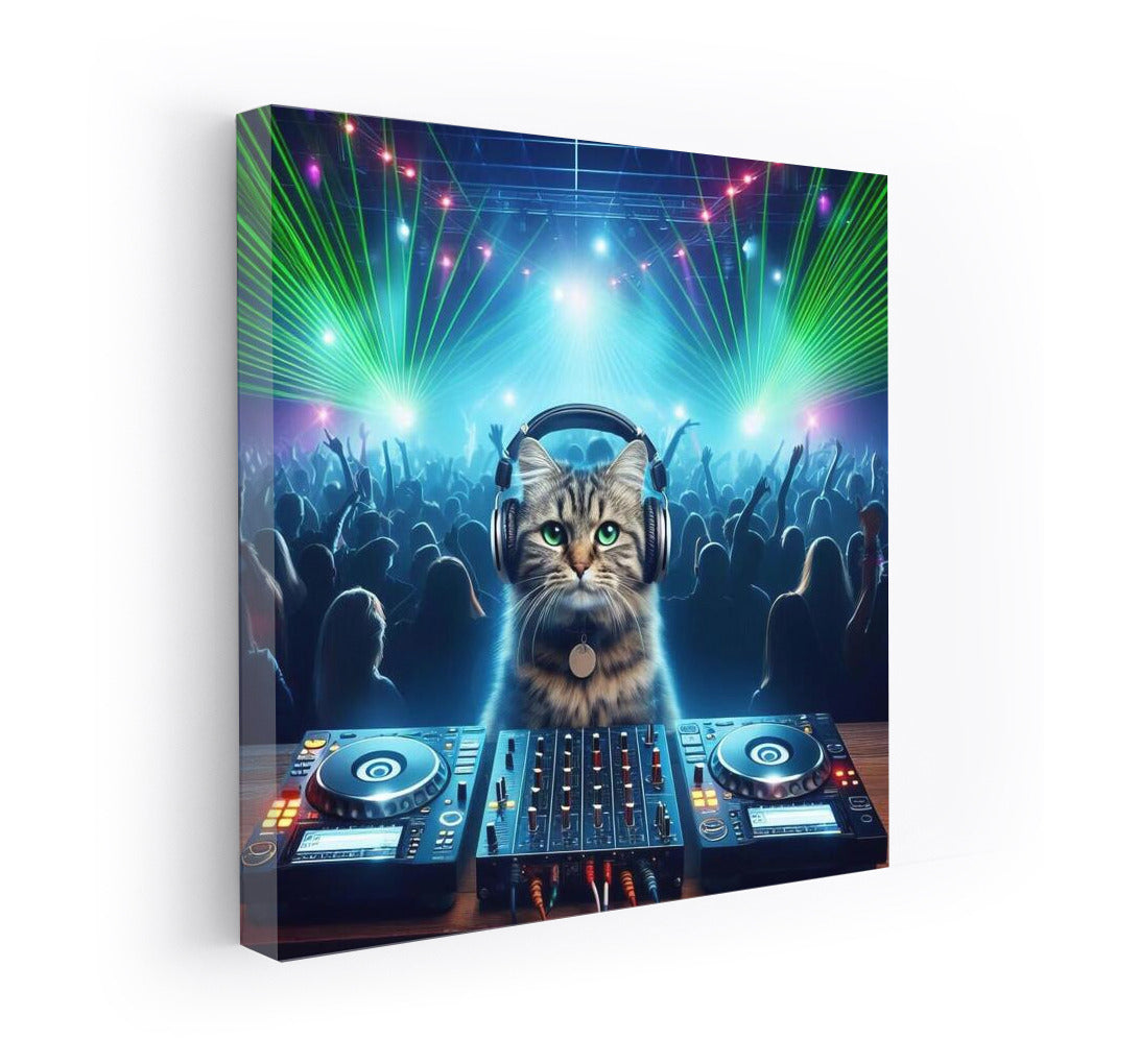 British Shorthair DJ Cat: Headphone Party with Laser Show