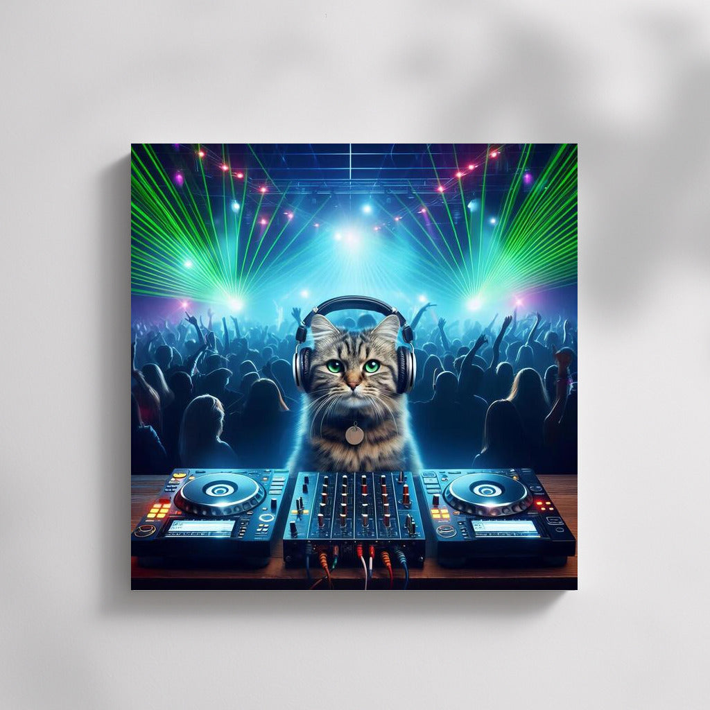 British Shorthair DJ Cat: Headphone Party with Laser Show