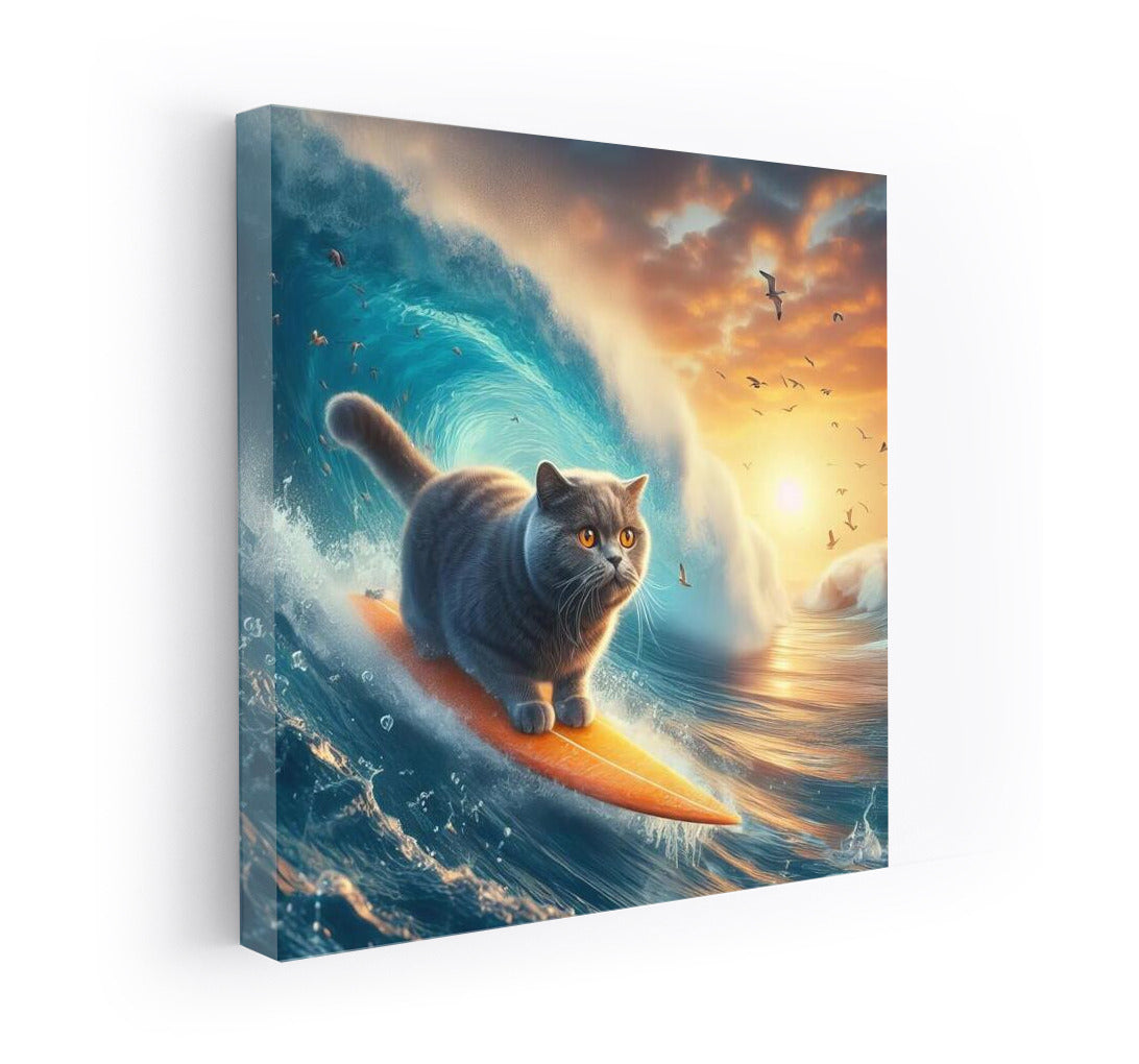 British Shorthair Surfer: Cat on the Wave