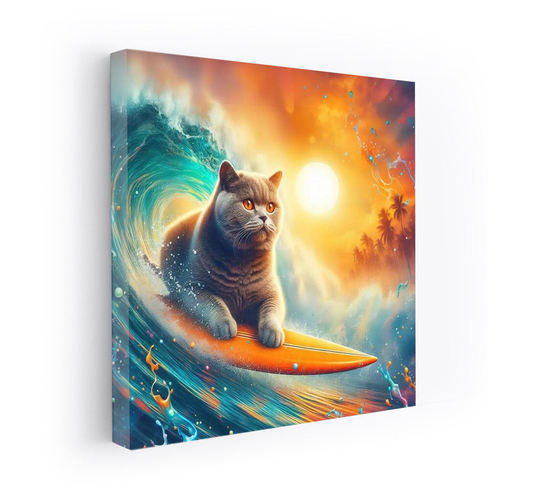 British Shorthair on the Wave: Surfer Cat 3