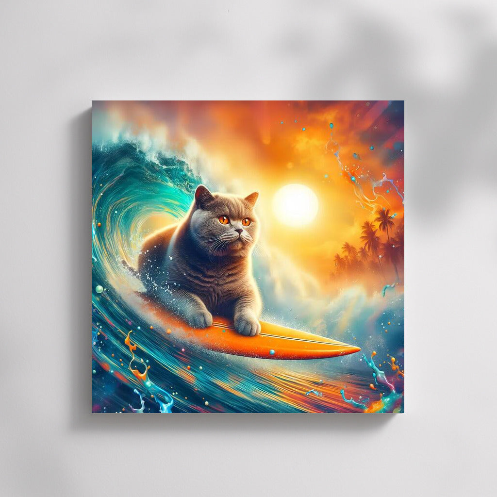 British Shorthair on the Wave: Surfer Cat 3
