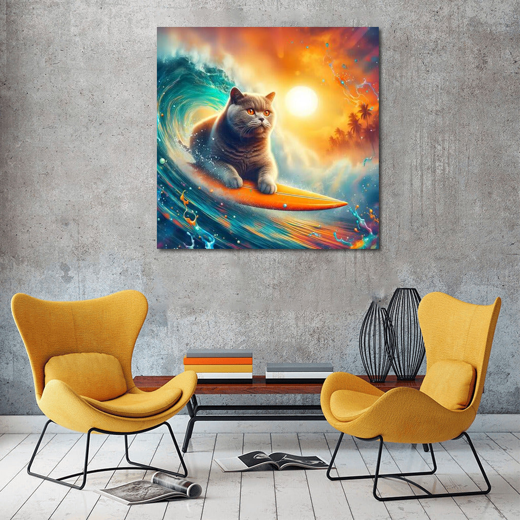 British Shorthair on the Wave: Surfer Cat 3