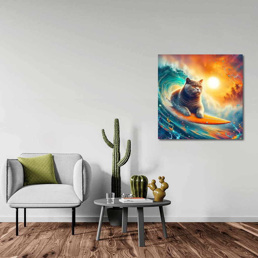 British Shorthair on the Wave: Surfer Cat 3