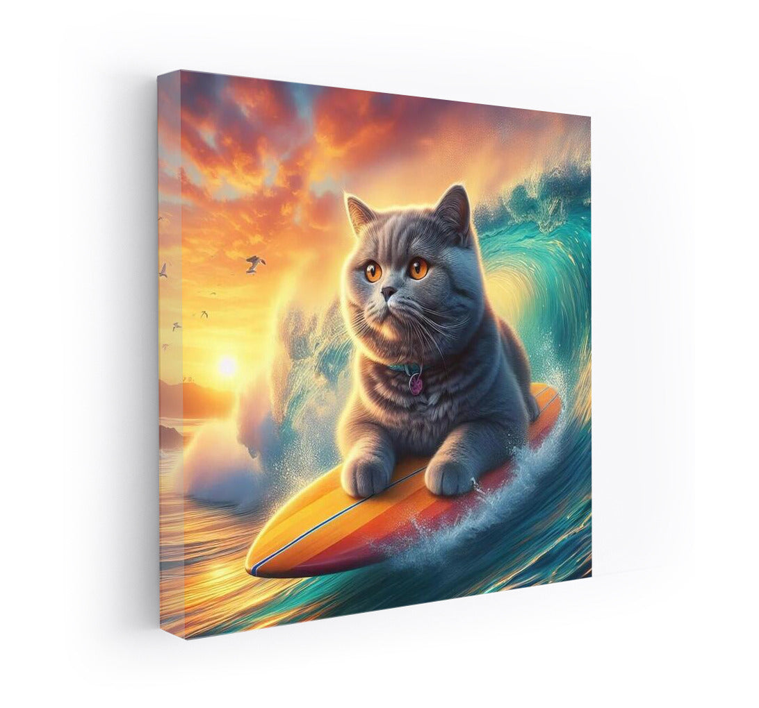 British Shorthair Surfer: Cat on Wave 4