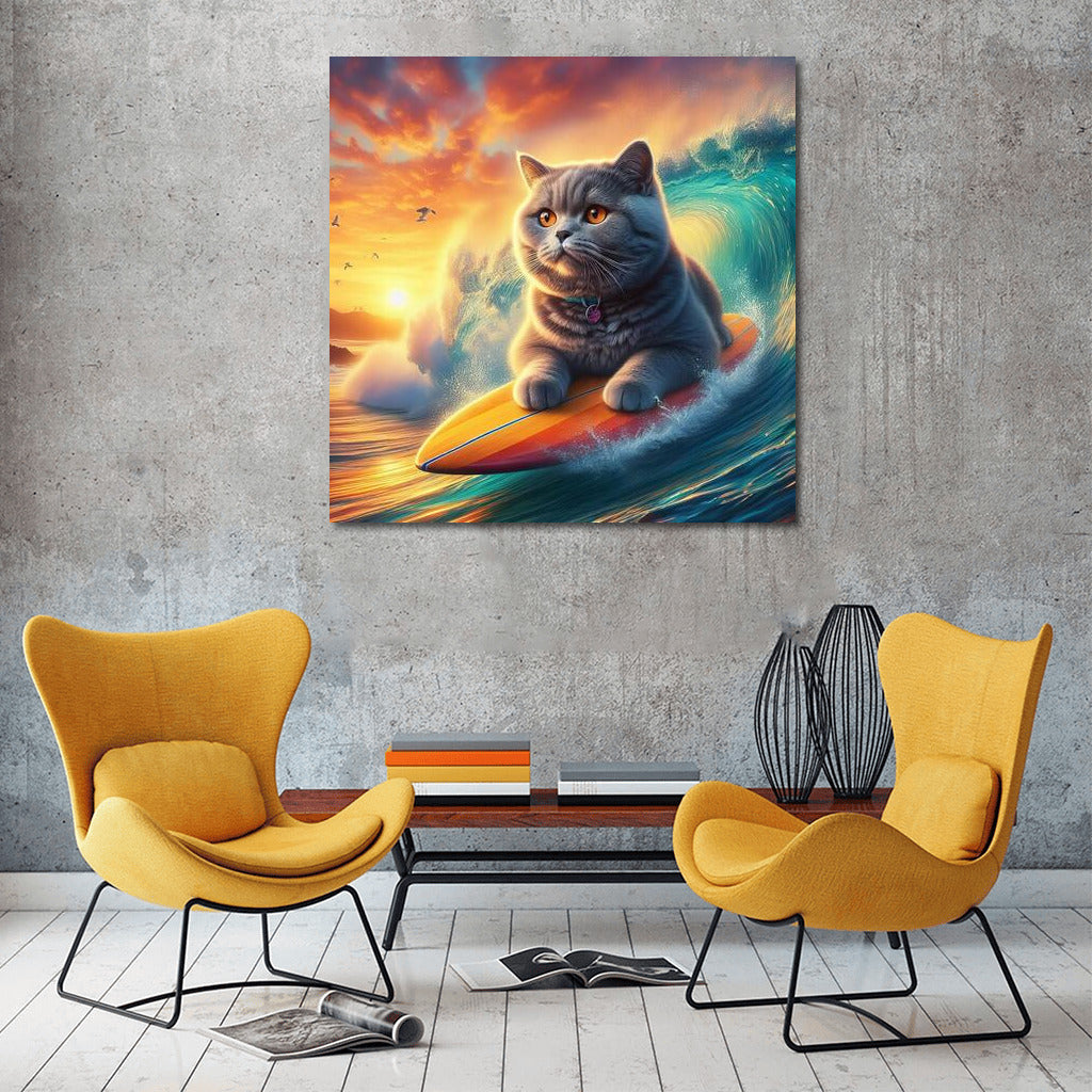 British Shorthair Surfer: Cat on Wave 4