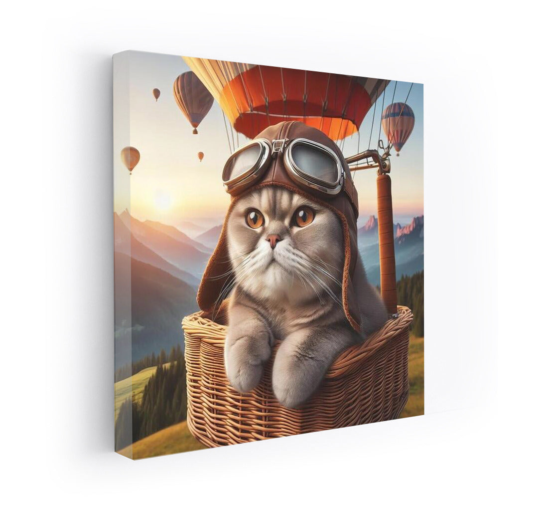 British Shorthair on a Balloon: A Flying Cat for Comfort and Inspiration