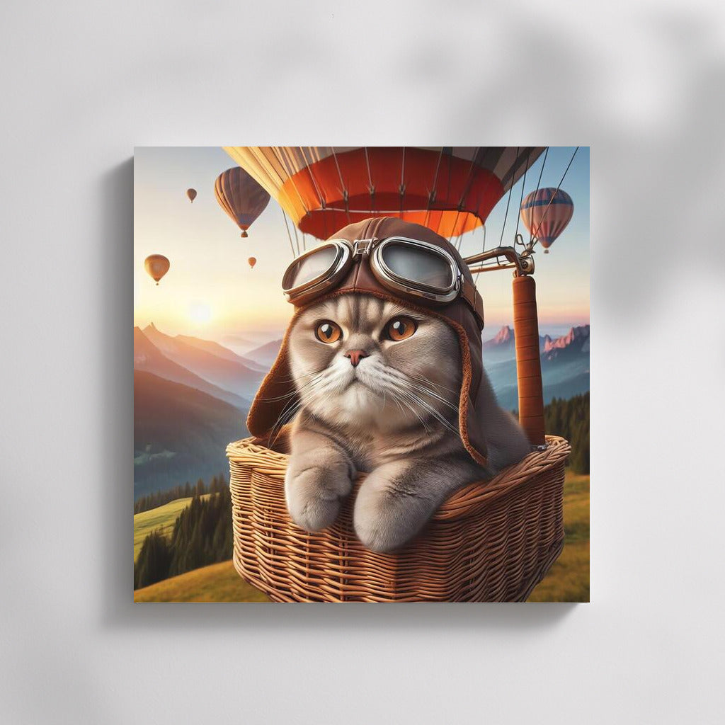 British Shorthair on a Balloon: A Flying Cat for Comfort and Inspiration