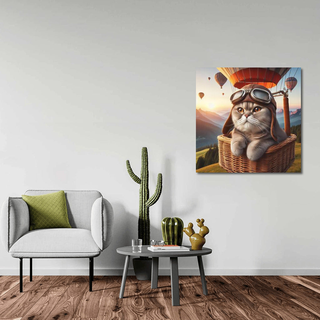 British Shorthair on a Balloon: A Flying Cat for Comfort and Inspiration