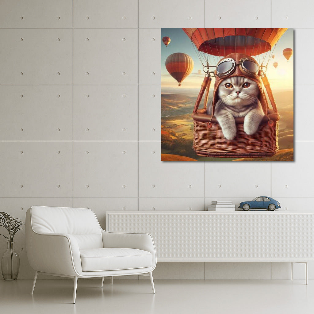 British Shorthair in a Balloon: Journey to the Sky