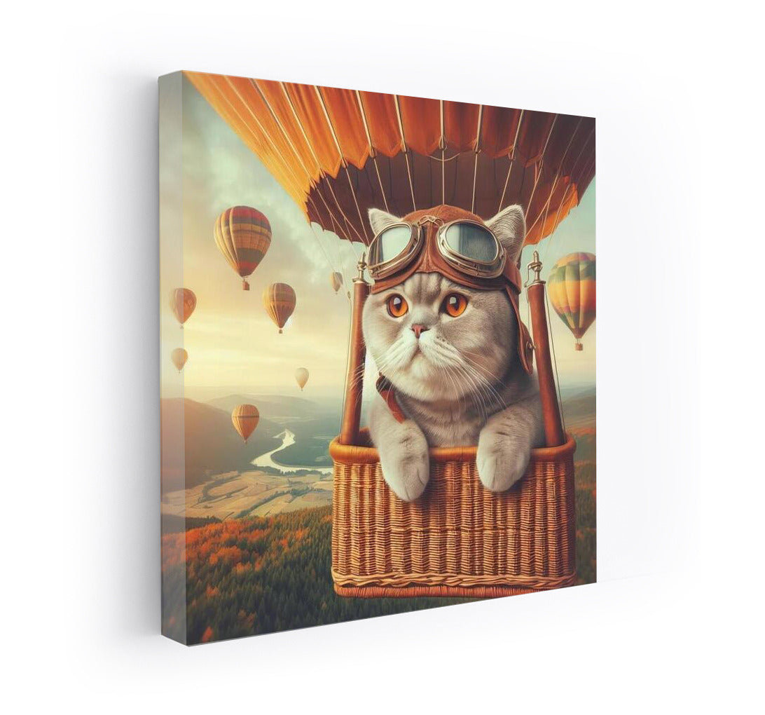British Shorthair Cat in a Hot Air Balloon: Flight of a Dream